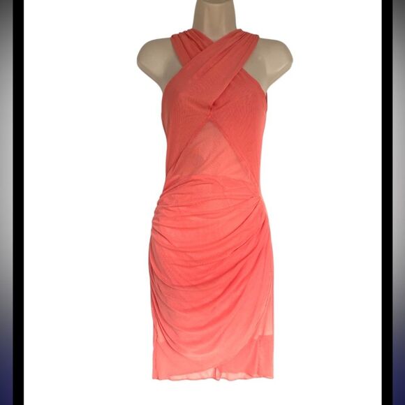 StyleStalker Coral Mesh Fitted Mini Dress NWT S - Picture 4 of 8